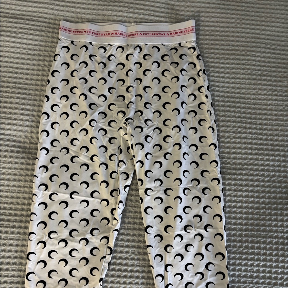 Marine Serre White and Gray Crescent Moon Pants